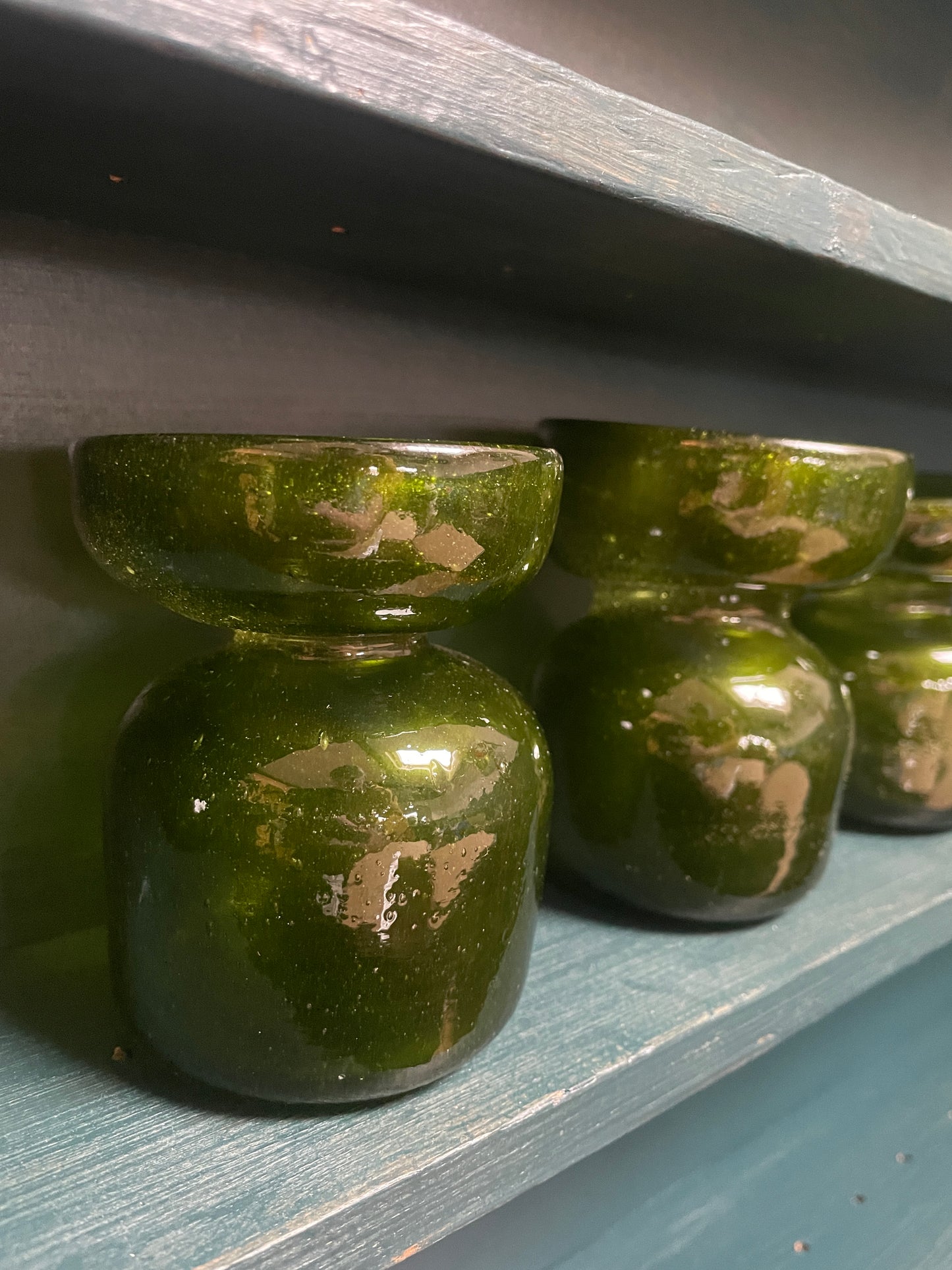 Handblown glass - bud vase green