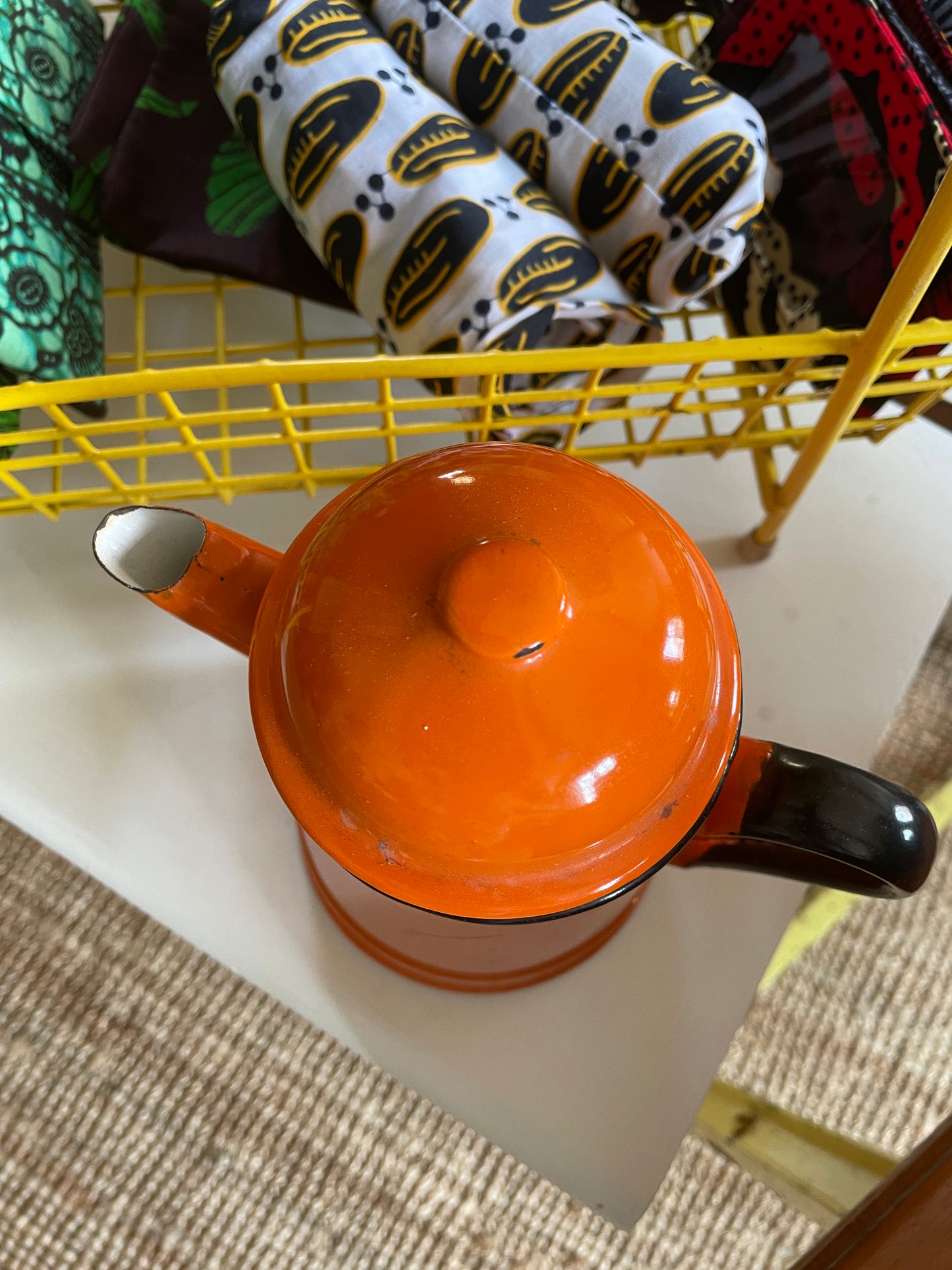 Enamel coffee pot - orange
