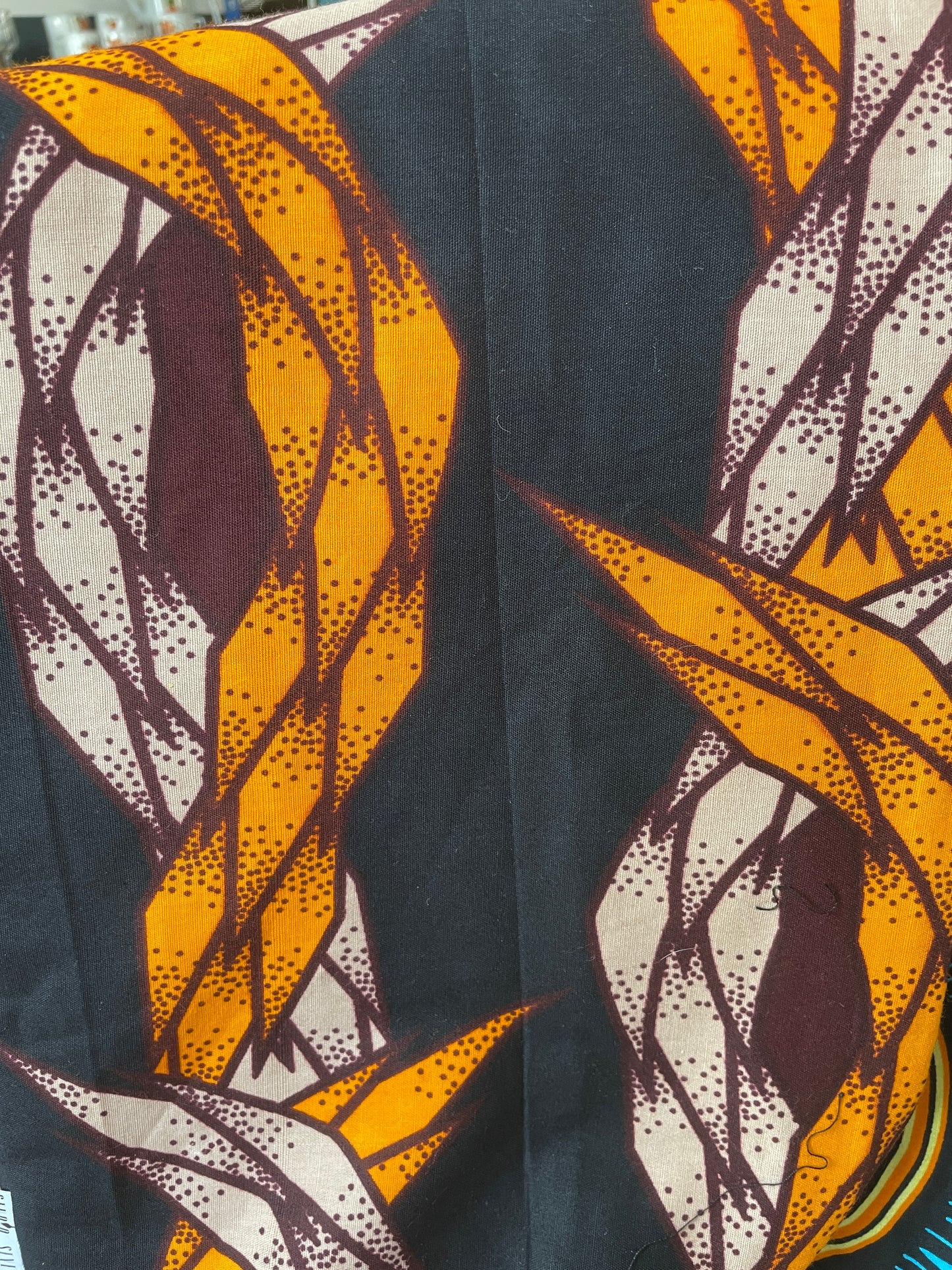 African kitenge fabric - unique exercise/yoga mat bag (navy/orange)
