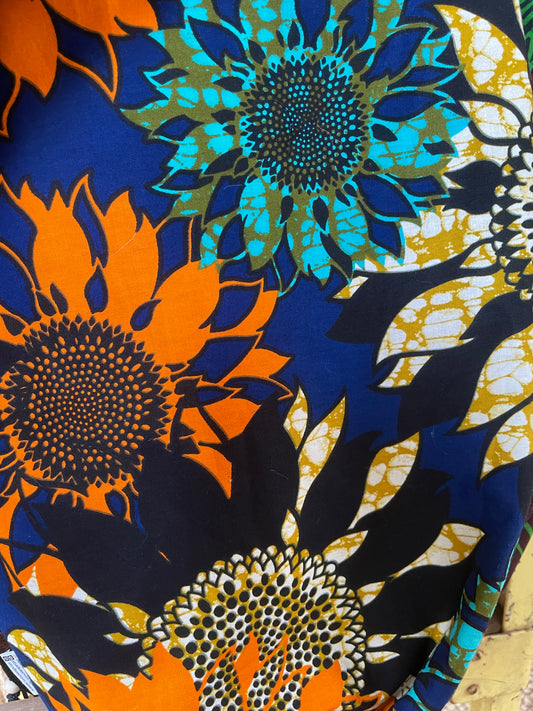 African kitenge fabric - unqiue exercise/yoga mat bag (sunflower)