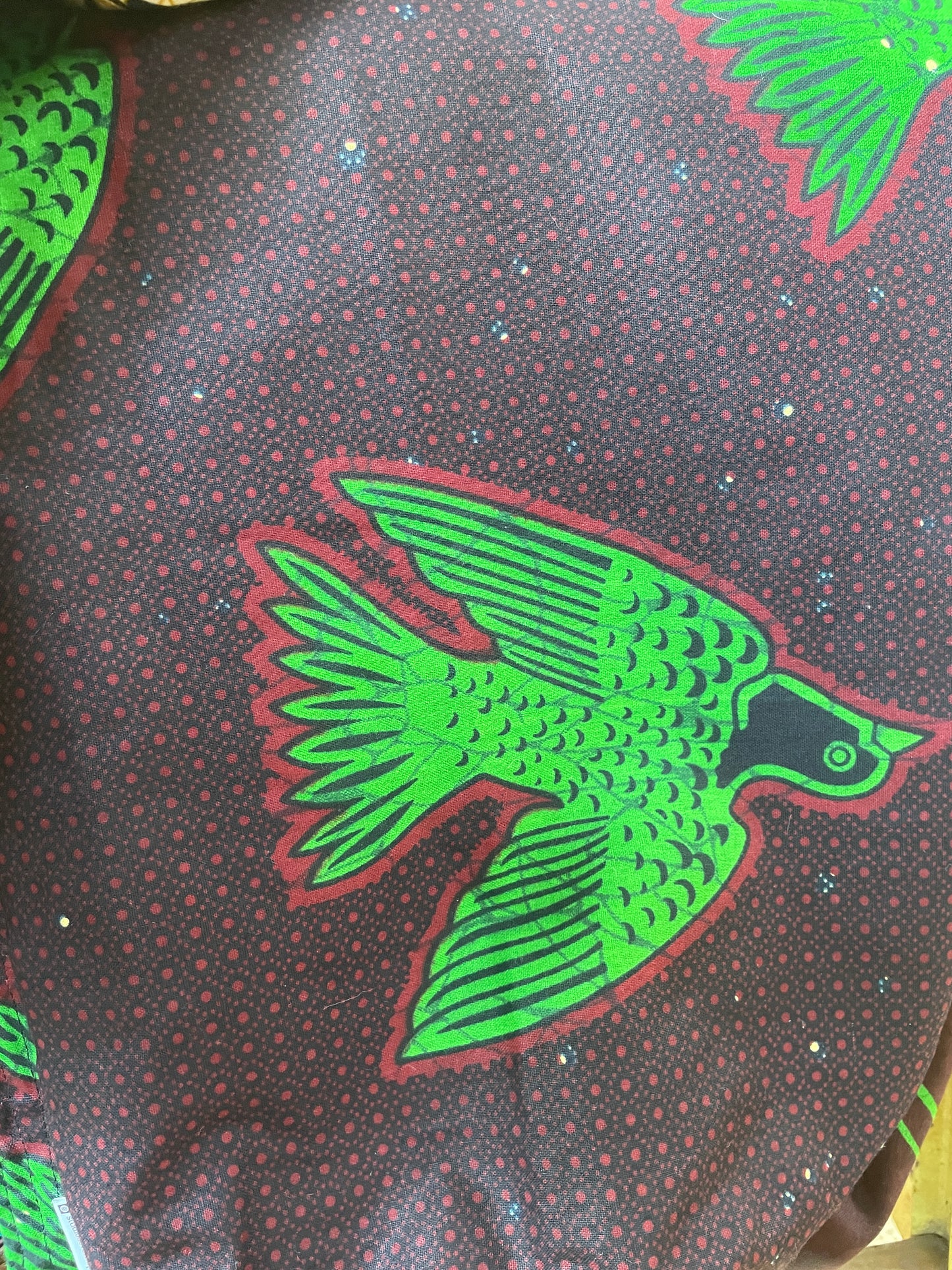African Kitenge fabric - unique exercise/yoga mat bag (brown/green bird)