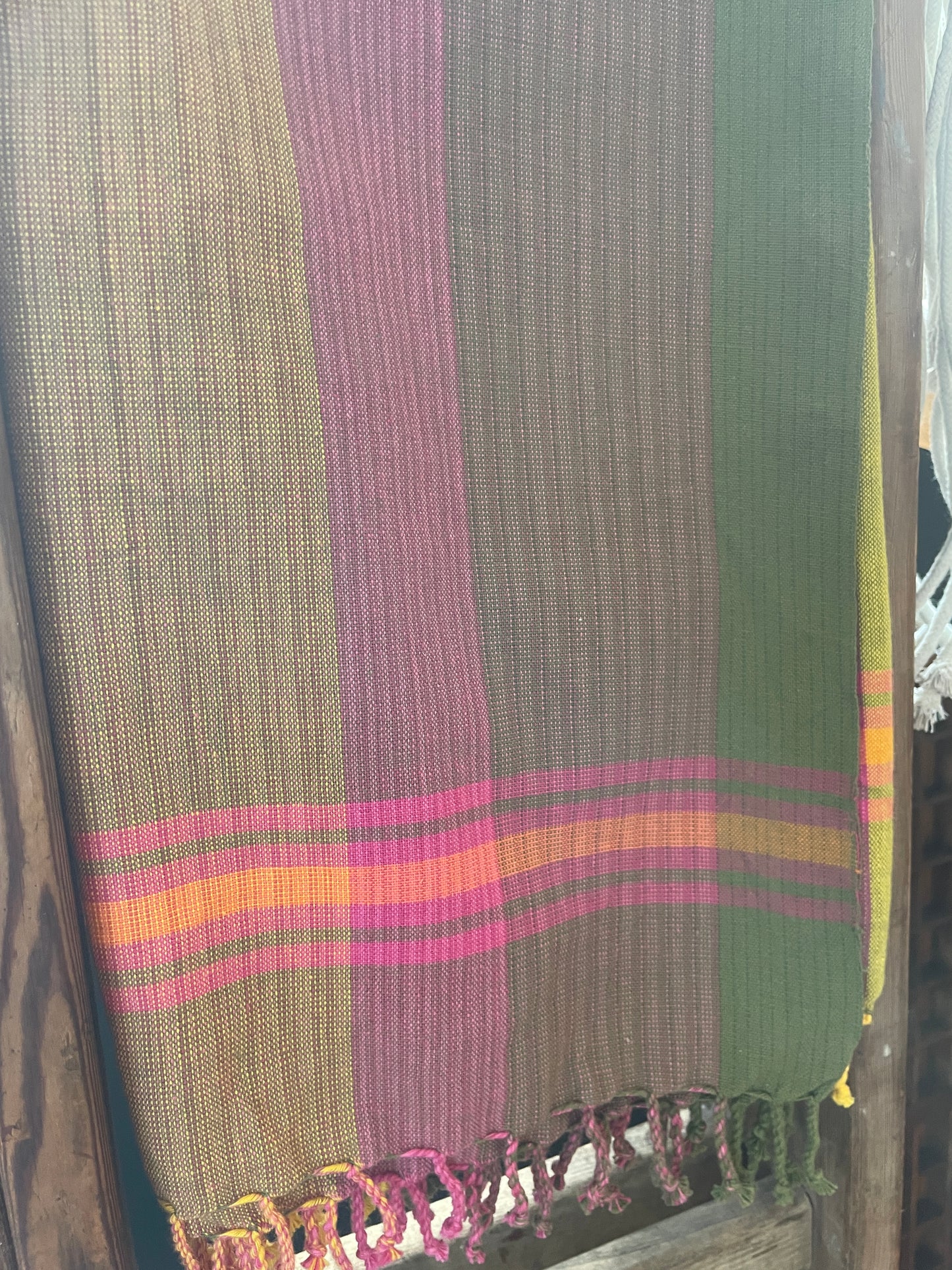 Kilombera Weavers - kikoi 'towel' (classic - pink/olive/yellow)