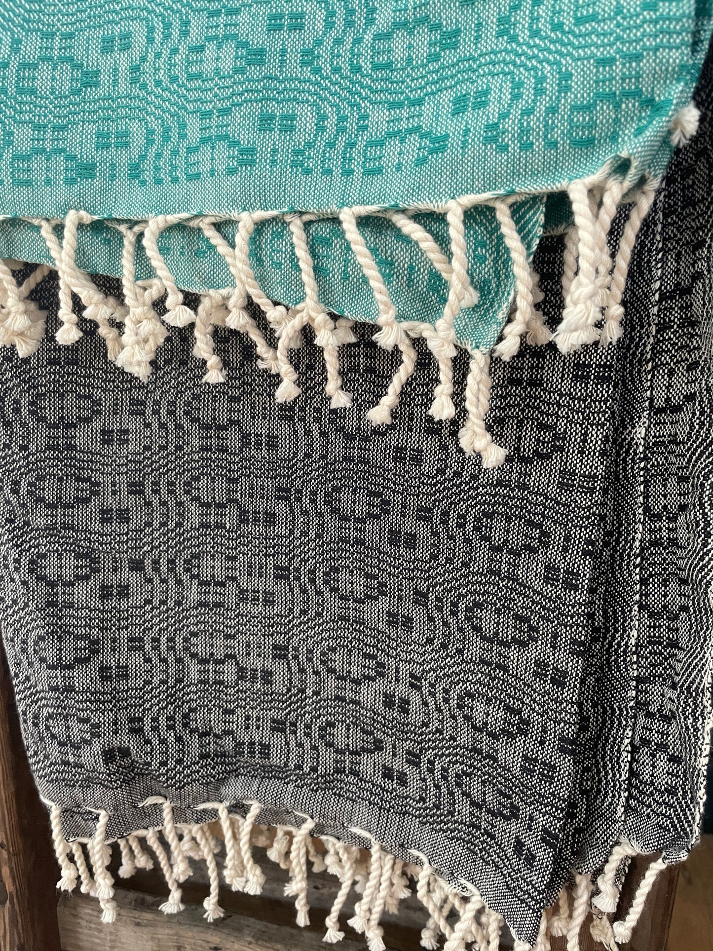 Kilombera Weavers - kikoi 'towel' (pale black with design)