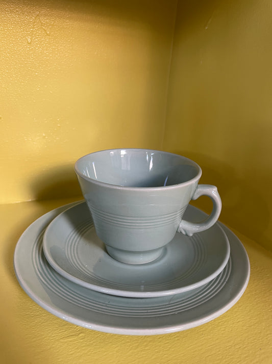 Beryl Woods Ware - trio mint green tea cup/saucer/side plate