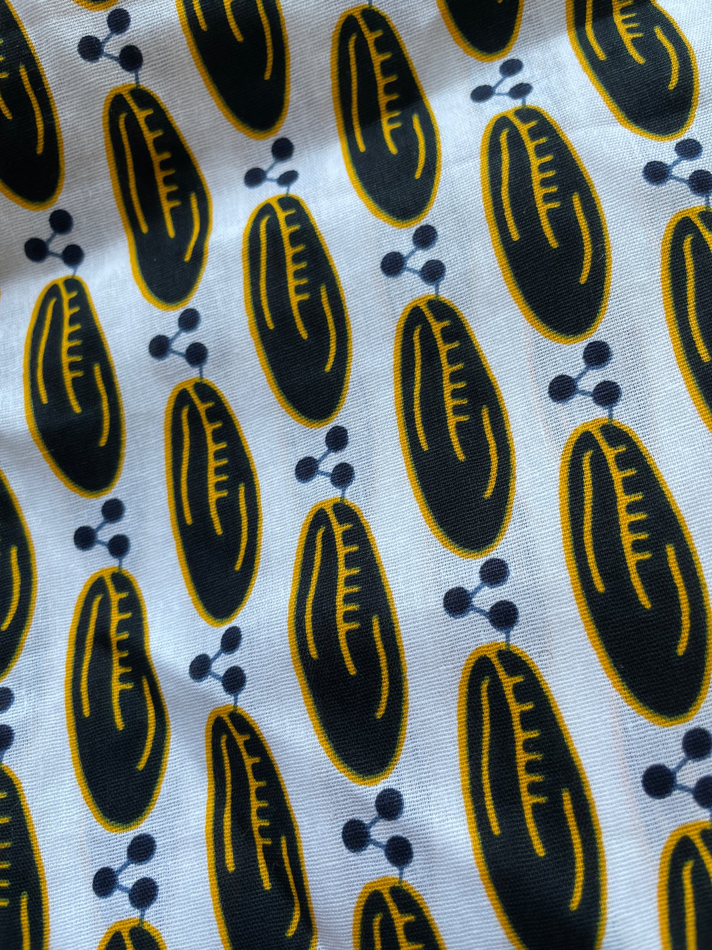 African kitenge fabric - drawstring tote (large - coffee bean print)