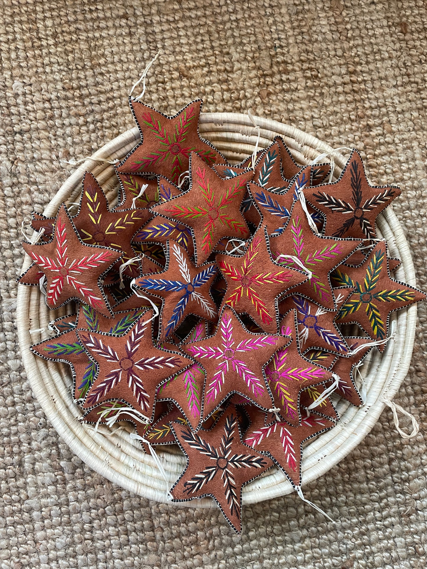 Barkcloth Star Ornaments