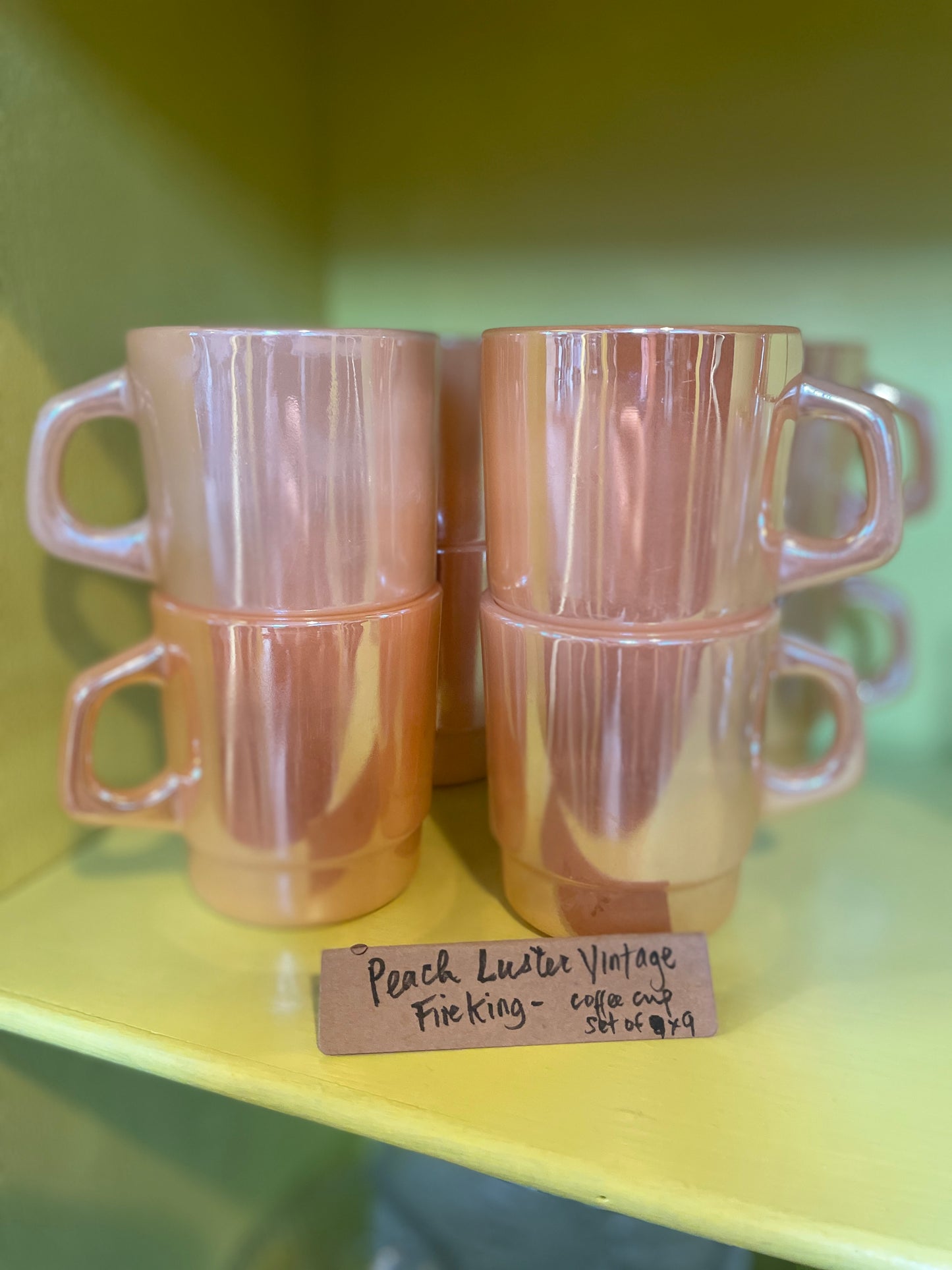 Fireking - Peach Lustre Vintage Coffee Mug set x9