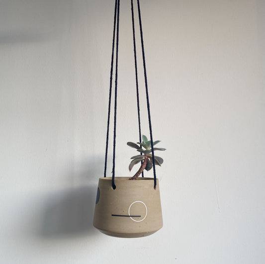 CircleSquare - Ceramic Hanging Planter & Plant